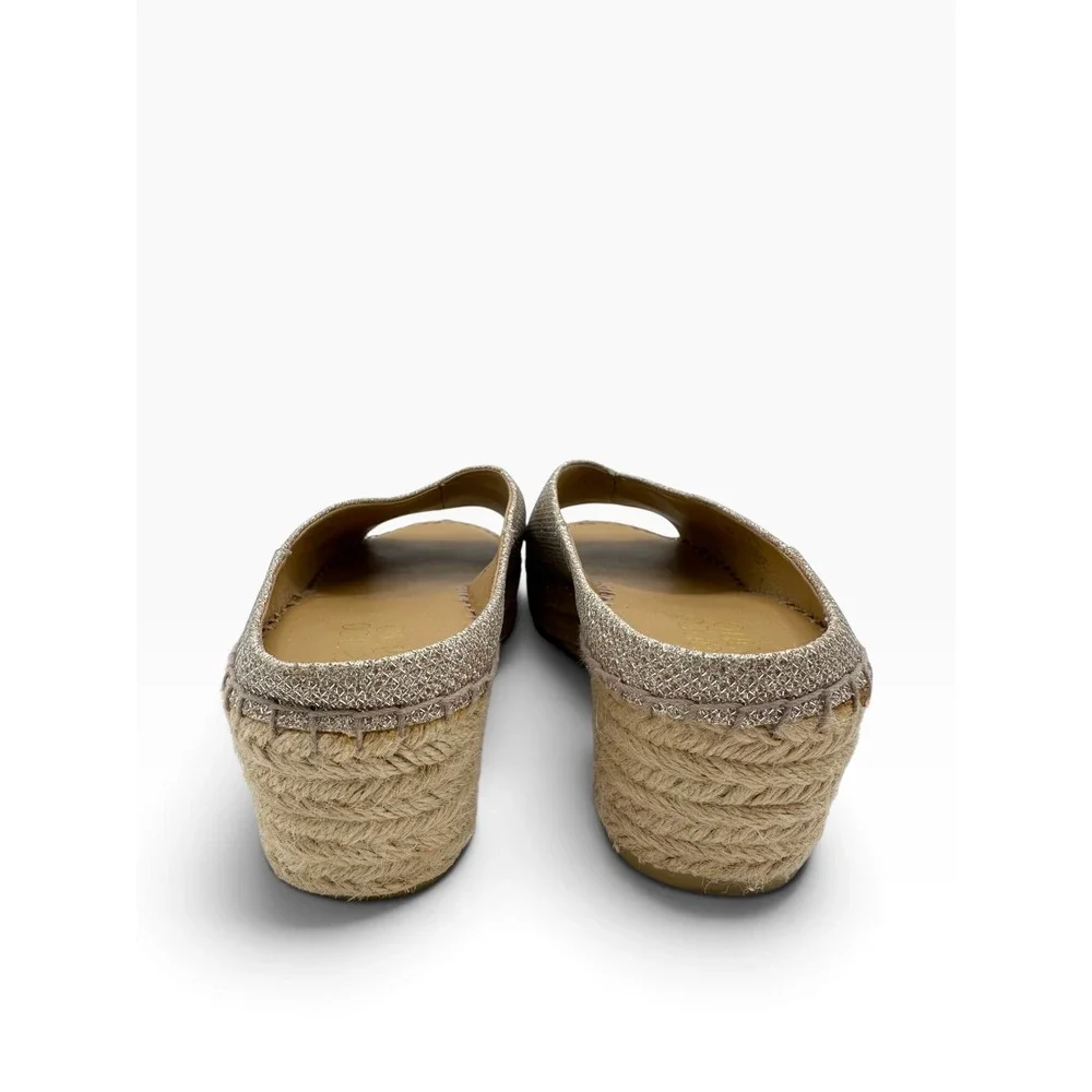 Franco Sarto Pine Womens 8M Champagne Silver Metallic Espadrille Wedge Sandals